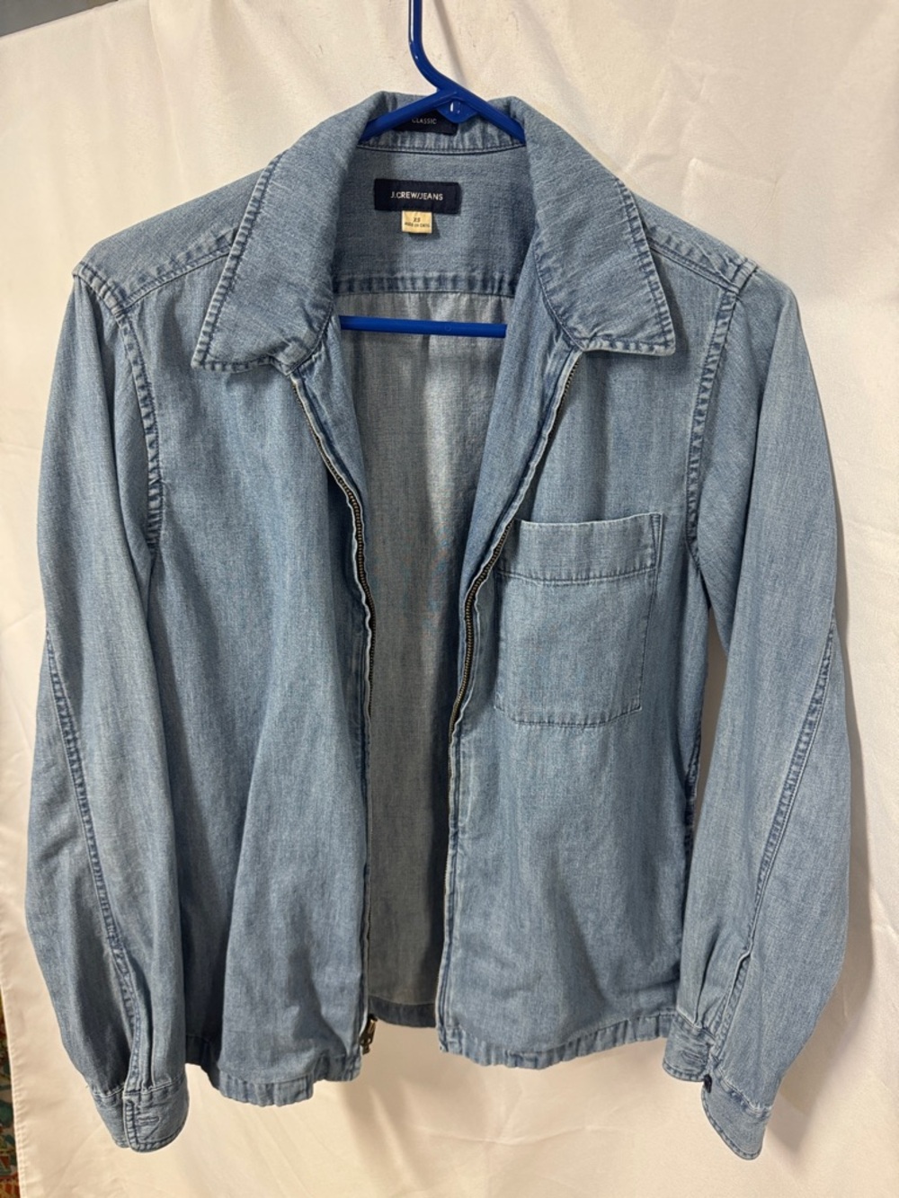 J. Crew Light Blue Denim Zip-Front Jacket